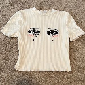 White anime eyes top from Yes Style